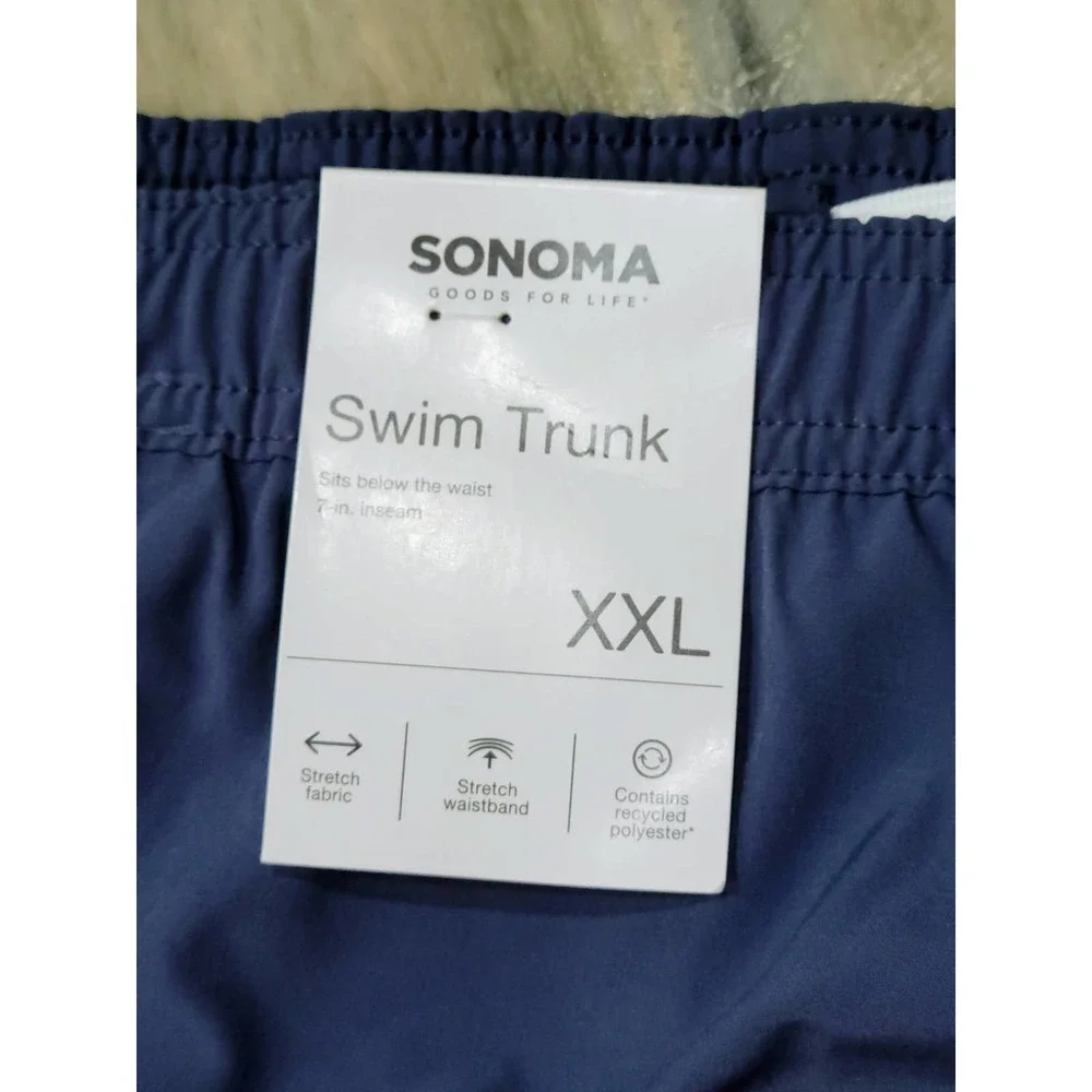 Sonoma Mens Swim Trunks Blue Indigo XXL